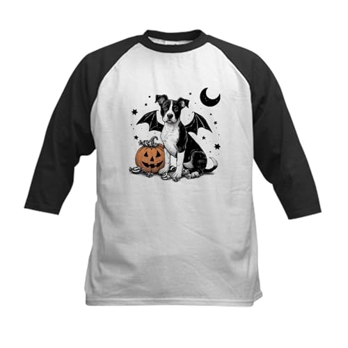 CafePress Halloween Puppy Kids Baseball T Shirt Kids Cotton Baseball Jersey, 3/4 Raglan Sleeve Shirt Black/White