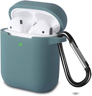 Airpods Case Cover Compatible with AirPods 2 & 1, KOKOKA Silicone Shockproof Airpods Case Cover Front LED Visible Extra Protection with Carabiner, Orange