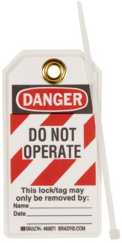 Brady High-Visibility English/Spanish "Danger - Do Not Operate" Tag, Heavy Duty Polyester, 5-1/2" Height, 3" Width (Pack of 25),black and red - 65671