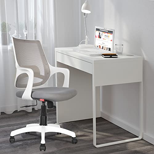 ROSE® Mono | 3 Years Brand Warranty | Ergonomic Office Chair, Study Chair, Revolving, Rolling, Desk, WFH, Task, Home & Work Chair (White & Grey)