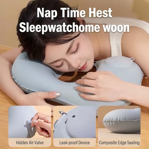 Almohada inflable cuello U tamaño grande portátil miniatura 6