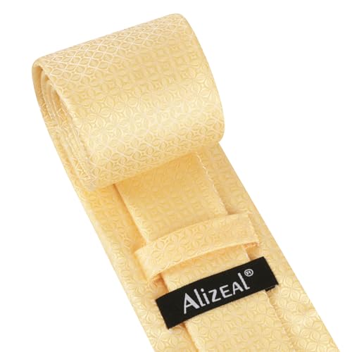 Image of Alizeal Mens Vintage Solid Plaid Tie with Pocket Square 3.15inches Necktie Set
