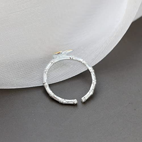 Bague vintage ouverte motif feuille rétro ajustable - 3