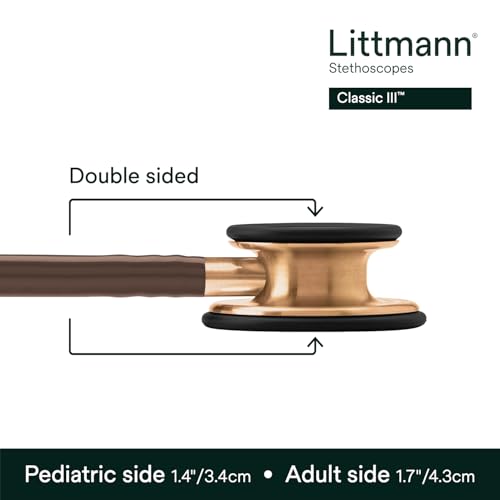 Image of 3M Littmann Classic III Monitoring Stethoscope, 5809, More Than 2X as Loud, Weighs Less, Stainless Steel Copper-Finish Chestpiece, 27 inch Chocolate Tube, Copper Stem and Headset