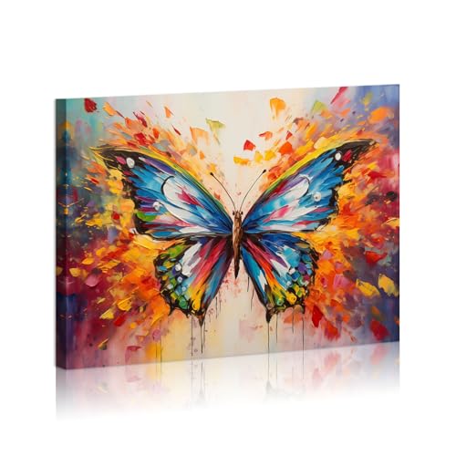 Toile murale avec cadre en bois - Motif papillon - Pour chambre d'enfant - 30,5 x 40,6 cm