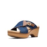 Clarks Collection Women's Seannah Nora Wedge Sandal, Dark Denim Textile, 9 Medium US