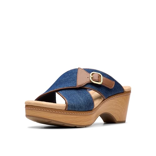 Clarks Collection Women's Seannah Nora Wedge Sandal, Dark Denim Textile, 8.5 Medium US by Clarks - Used condition - CA$31.34