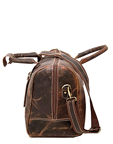 24 Inch Leather Duffel Bags for Men and Women Full Grain Leather Travel Overnight Weekend Leather Bags Sports Gym Duffel for Men (brown color)