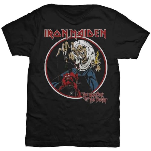 Rock Off Iron Maiden T Shirt Number of The Beast Band Logo Nouveau Officiel Noir Size XL
