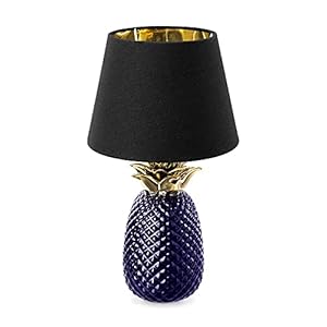 Navaris tafellamp met ananas design – Decoratieve lamp van keramiek – 40cm – E27 fitting – Ananaslamp voor tafel, bureau…