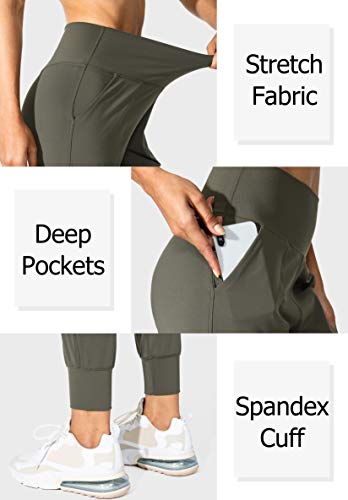 G Gradual Women's Joggers High Waisted Yoga Pants With Pockets Loose Leggings For Women Workout, Athletic, Lounge (Olive Green, Small) #TOP4