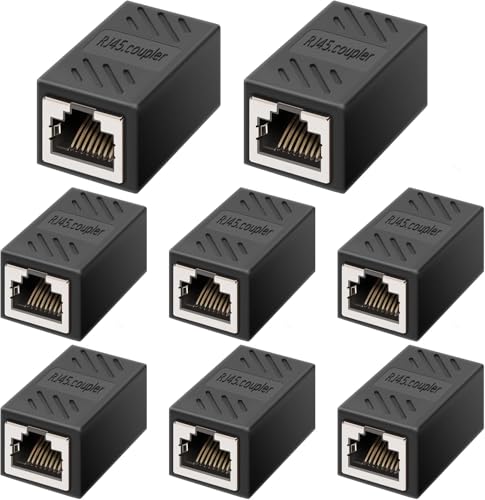 APPSTER 5pcs RJ45 Ethernet Coupler Cat7, Cat6 Cat5e 8P8C Inline lan Coupler Ethernet Extender Adapter Extension Jointer Extending the Ethernet Cables - Female to Female Connector (Pack of 5pcs)