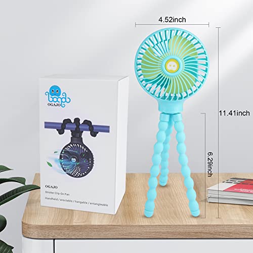Image of Portable Stroller Fan Personal rechargeable USB Fans With 5200mAh 3 Speeds Battery Small Baby Car Seat Mini Handheld Clip On Fan for Pram Crib Bike Treadmill Outdoor Camping Travel and Student Desk