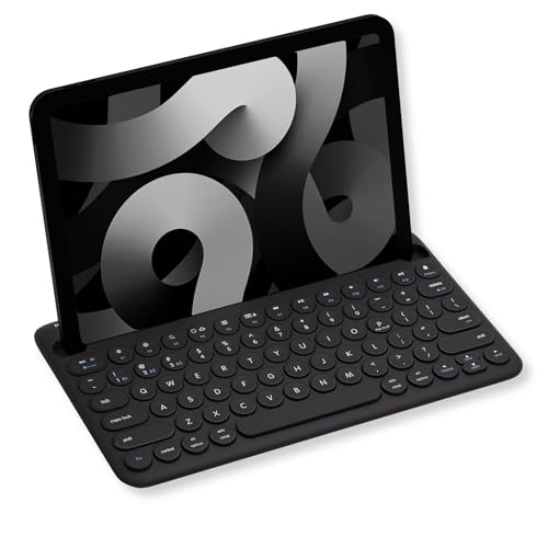 Image of Macally Bluetooth Keyboard for Tablet | Wireless Keyboard for iPad mini /Air /Mini, iPhone (Multi-Device, Built-in Stand, Rechargeable) Easy to Use and Cute Portable