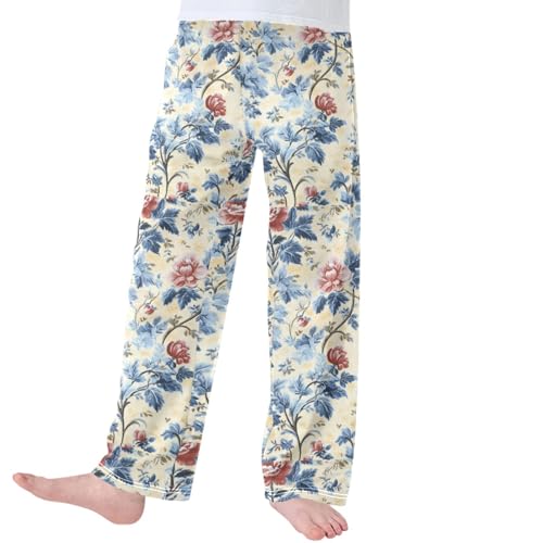 Pigsaly Boys Pajama Bottoms Boys' Pants Retro Vintage French Floral Long Bottoms Jogger Pants S3