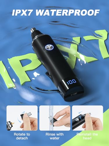 Image of Cleanfly Nose Hair Trimmer Rechargeable,Nose Trimmer Clipper Unisex,Painless USB Rechargeable Ear and Nose Clipper,Facial Hair Removal, Easy Cleaning,Dual Edge Blades,IPX7 Waterproof,Black