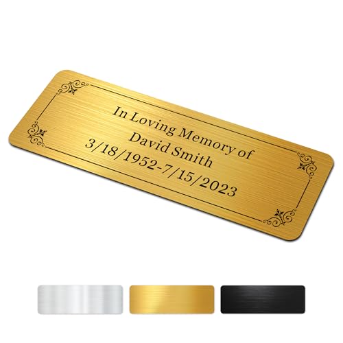 Engraved Name Plates for Urns 1" x 3" Custom Plaque Trophy Plates Engraved Urn Name Plate Custom Engraved Plate Personalized Engraved Brass Plaque(Round Corner-Gold, 3x1 in)