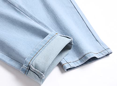 Men's Light Blue Slim Fit Jeans Stretch Destroyed Ripped Skinny Cargo Jeans Denim Pants Men's Skinny Slim Fit Stretch Comfy Fashion Denim Jeans Pants