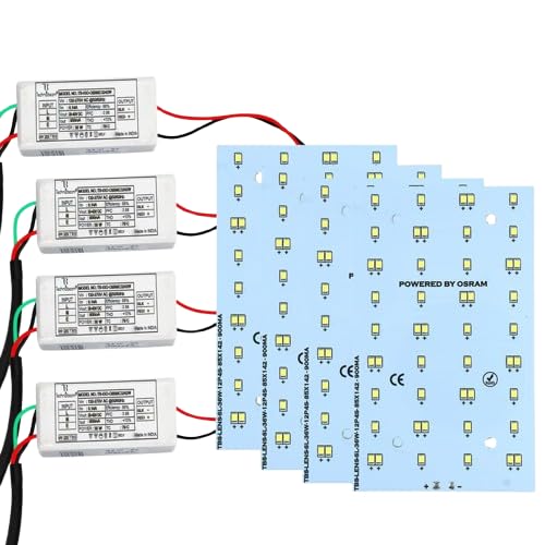 Image of Technobeam 36W LED Plate with Driver for Street Light Repair | Aluminum PCB 1.5mm | 6V 150mA LED Segments | 36V 900mA Driver Included | Durable | Ideal for Street Light Refurbishment, White, Pack of 4