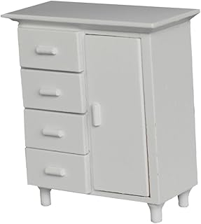 KICHOUSE Armário Lateral Para Casa De Boneca Mini Decoração Cômoda De Madeira Maciça Decoração Branca Móveis Para Casa De Boneca Em Miniatura Conjunto De Móveis Para Casa De Boneca Em