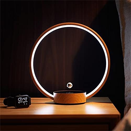 HCNT Circlo Table Lamp, Desk Lamp for Living Room with 2 Levitating Switch, Touch Lamp Led Lamp 3 Modes Levitating Bedside Lamp Night Light Lamp Modern Lamp for Bedroom Home Office Decor(Wood)