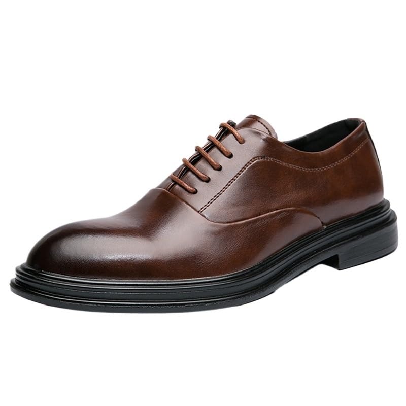 Men's Classic Lace-Up Oxford Dress Shoes Low Top Leather Retro Comfortable Business Derby Shoes