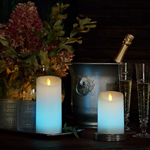 Luminara Bundle Of 2 Color Changing Flameless Pillar Moving Flame Led Candle, 4.5" And 6.5" Tall #TOP2