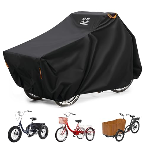 KEMIMOTO Cargo Bike Cover Outdoor Waterproof 420D Heavy Duty Trike Cover