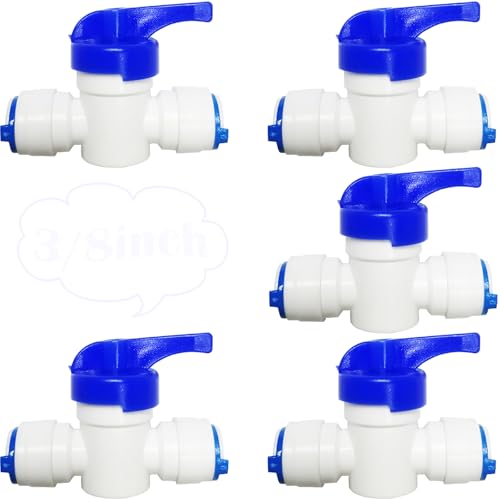 CESFONJER 3/8 '' Raccordi Osmosi, 5 Pcs 3/8 '' Inline Tap/Valvola A Sfera Tubo, valvola di arresto per osmosi inversa dell’acqua
