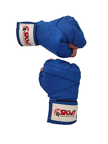 Image of SKMT Never Lose Until You Win Hand Wraps, Hand Wraps for Boxing, Boxing Hand Wrap /Punching Hand Wraps Length 180 inch (Blue)