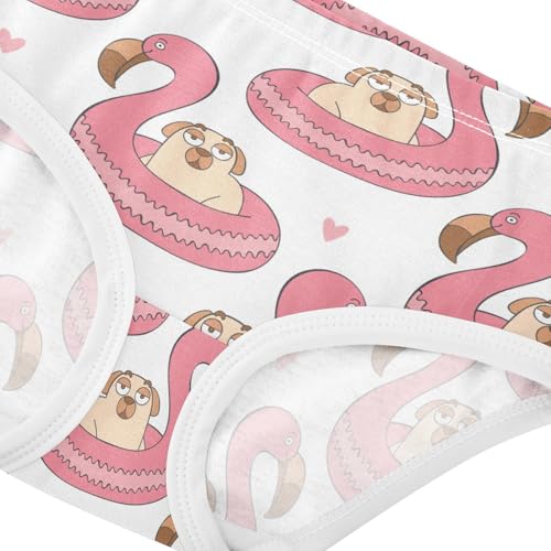 Wusikd Flamingo Cute Girls' Underwear Cotton Pug Puppy Girls Briefs Soft Toddler Underwear 6T4
