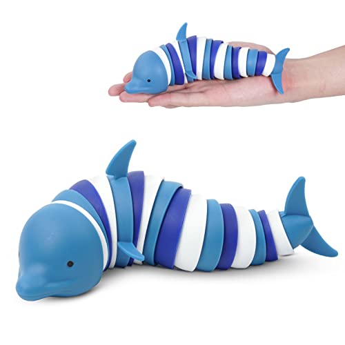OSDUE Fidgets Slug Spielzeug, 3D Fidget Slugs Toys, Sensorisches Spielzeug, Flexible Kreatives Delfinspielzeug für Erwachsene, Kinder, Autisten (Delfin)