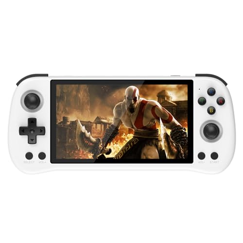Powkiddy X55 Handheld Gaming Console 5.5-inch HD IPS Screen Linux System 64GB Storage Supports 30+ Emulators (White 64GB)