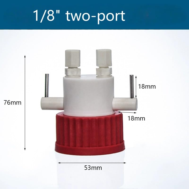 Tapa de válvula de dos/tres puertos for tapa de botella de laboratorio GL45: cuerpo de PTFE, válvula de PCTFE,(1/8" Two-Port)