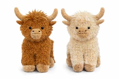 Vaulted Skulls & Co Cow Dog Toy Bundle 6 Small | Squeaky Highland Cow Toys | Stuffed Squeaky Chew Dog Cow Toy | Small/Medium Breed | Brown/Tan | 2-Pack