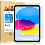 TiKeDa 3 Pack Screen Protector for iPad 10.9 10th Generation 10.9 Inch Display 2022 (Model A2696/A2757/A2777) Tempered Glass Film Guard Anti-Scratch High Touch Sensitivity [Face ID & Apple Pencil