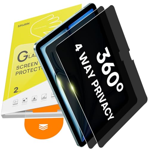 2 Pack 360 Privacy Screen Protector for iPad Air 11 Inch M4/M3/M2 (8th/7th/6th Generation 2026/2025/2024) Military-Grade 4 Way Anti-Spy Tempered Glass with Auto Application Tray Anti Scratch