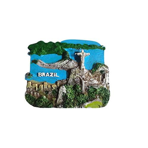 Imán de nevera 3D Brasil regalo de recuerdo, resina hecha a mano Brasil refrigerador imán hogar y cocina decoración colección