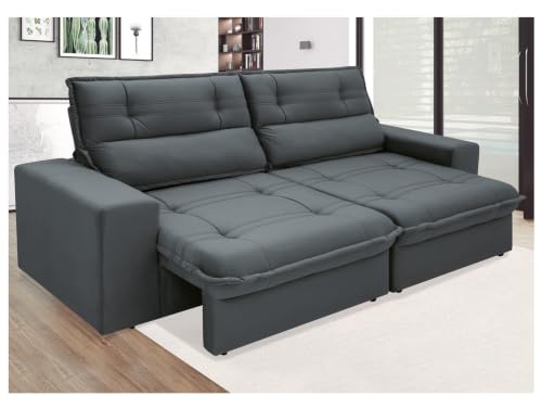 Sofá 4 Lugares Retrátil Reclinável Suede Palatino Linoforte