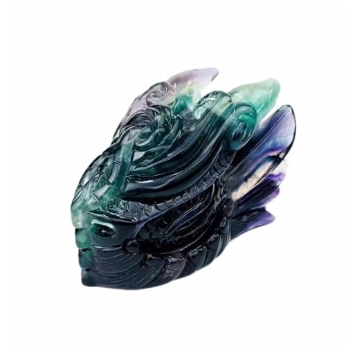 Crâne de dragon en fluorite sculptée pour collection et décoration