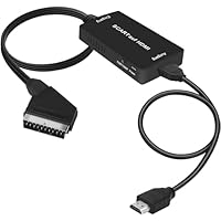 uhddadi Scart auf HDMI Konverter, Scart auf HDMI Adapter Video Audio Wandler HD 1080P mit HDMI Kabel, für HDTV STB VHS Xbox PS3 Sky DVD Blu-ray usw, schwarz