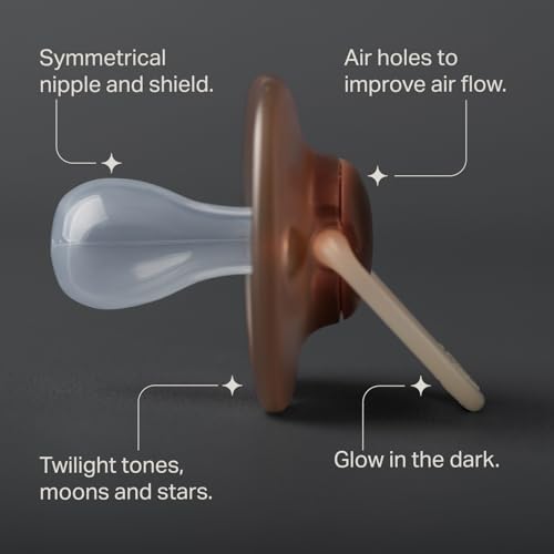 Image of Tommee Tippee NightGlow Pacifiers, 18-36 Months, Glow in the Dark, Symmetrical Nipple, 100% BPA Free Silicone, Dishwasher and Sterilizer Safe, Twilight Tones, Pack of 4