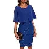 COOAN Damen Hochzeitsgast Schal Kleid Elegantes festliches Abendkleid Cocktailparty Formelles Chiffon Spitzenkleid mit Pailletten