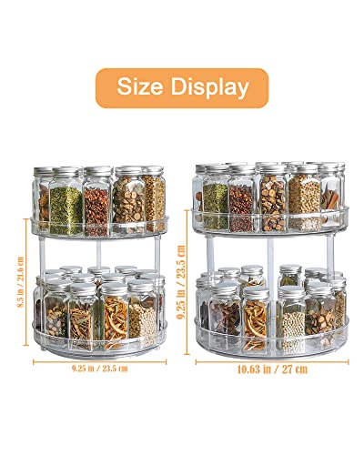 Roninkier 2-Tier Clear Lazy-Susan Turntable – 9-Inch Pantry Spice-Rack Cabinet-Organizer – Plastic Lazy Susan Makeup Organizer For Bathroom Countertop #TOP4