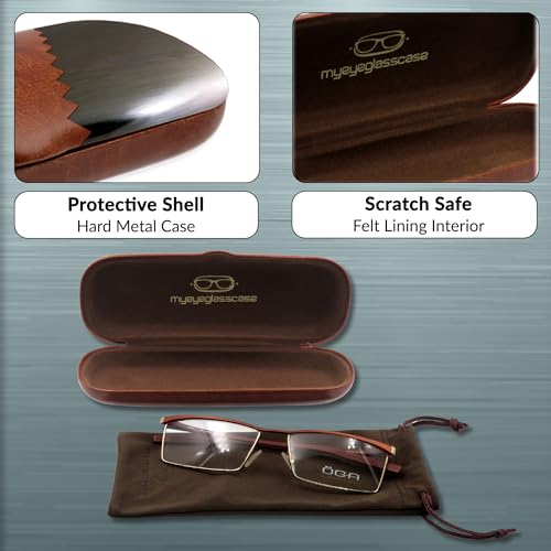 Image of MyEyeglassCase Men Small Glasses case - Eyeglasses Hard Shell Holder Pouch & Cloth-Reading Slim & Narrow Case Heavy Duty