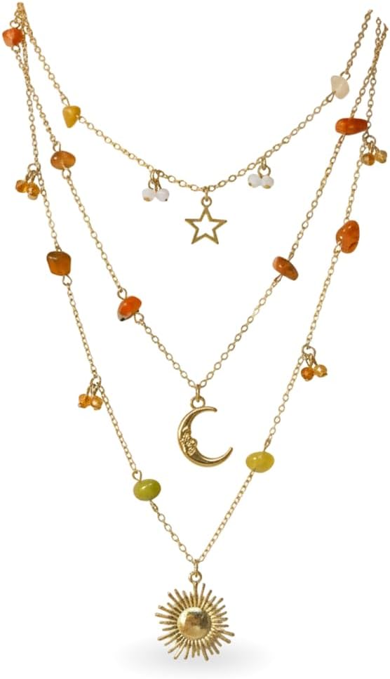 Layered Gold Cross Necklace for Women with Crystal Rhinestone Turquoise Tiger's Eye Stone Pendant, Pearl Drip Long Chain Necklace Stack Streetwear Jewelry Christmas Gifts