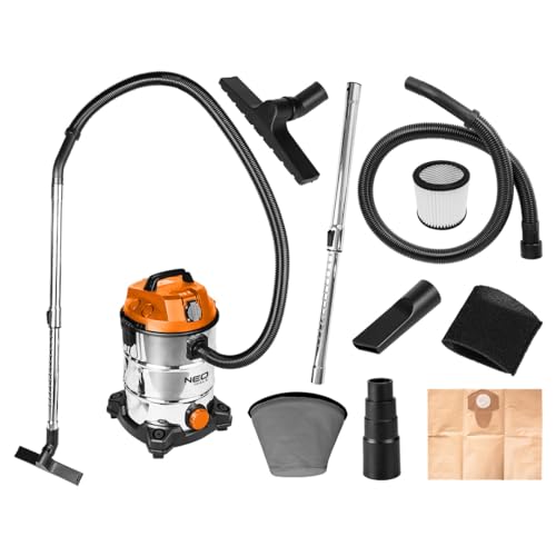 NEO TOOLS Aspirapolvere a secco umido 1400 W, contenitore in acciaio inossidabile: 30 l, 35 mm, funzione ventilatore, presa aggiuntiva max. 2000 W, cavo di alimentazione 4 m, aspirapolvere