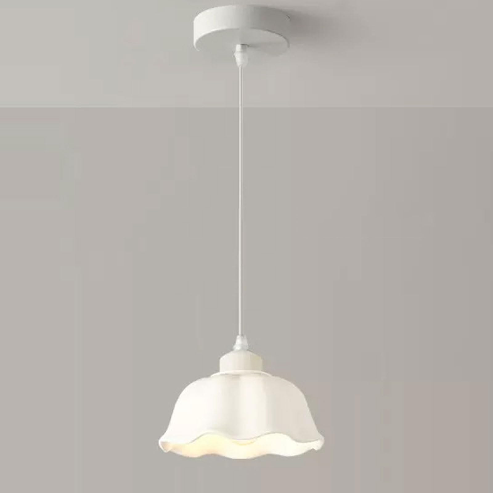 RSZCSMO Buttercream-Style Triple-Head Glass Pendant Light E26 White Ceramic Flower Living Room Hanging Lamp Kitchen Island, Bar Counter, Dining Table Lighting Fixture