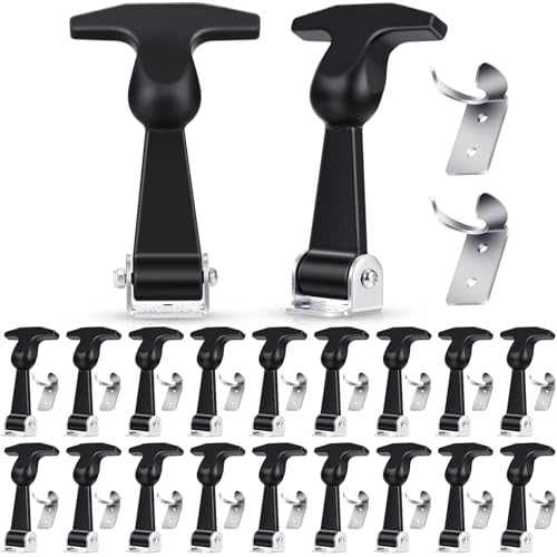 Image of Mudder 20 Pieces Elastic Stainless Steel Rubber Hood Catch Flexible T-Handle Hasp Rubber Flexible Draw Latches with Brackets for Vehicle Engine, Hood