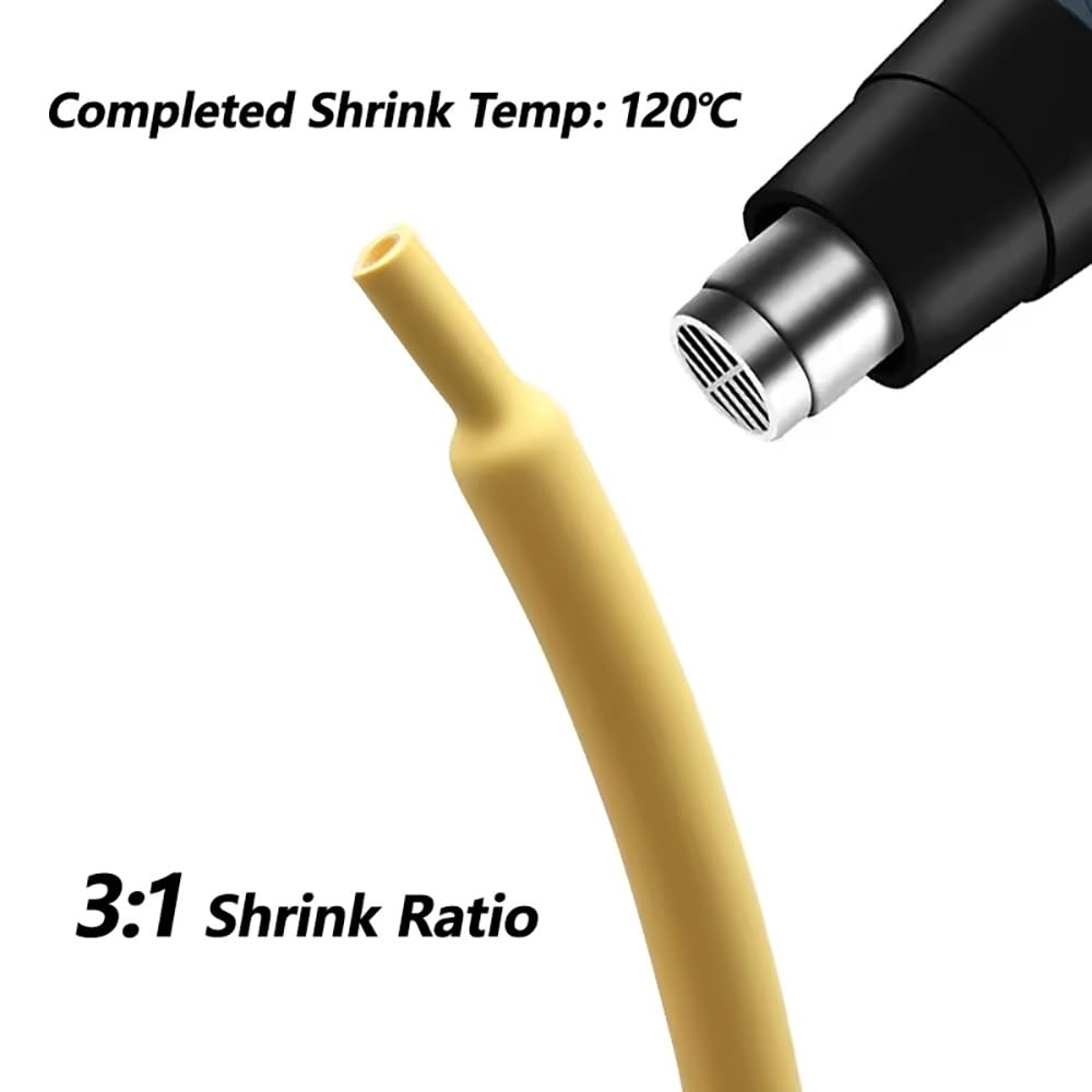 Guaina Termorestringente Rivestita Di Colla Gialla 3:1, Guaina In Poliolefina A Doppia Parete, Diametro Interno 1,6-39mm, Lunghezza 1-20m | Impermeabile E Isolata For Cablaggio(10 meters,ID 9.5mm)
